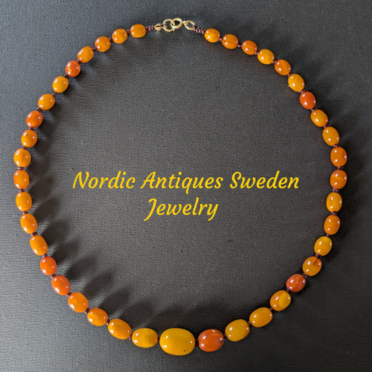 Natural Amber necklace from Denmark baltic amber egg yolk 20.42g #2992