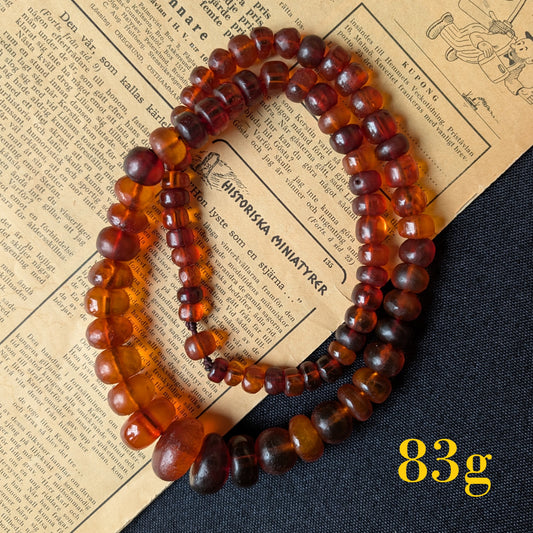 Antique Natural Amber Necklace Baltic Amber, Large 83g #3063