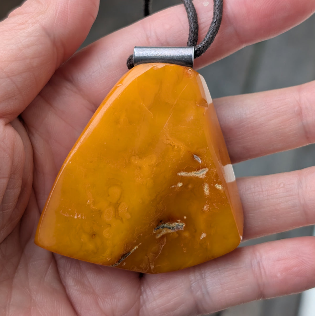 Vintage Natural Danish Amber Pendant Baltic Amber Butterscotch Egg Yolk Huge 30g #2570