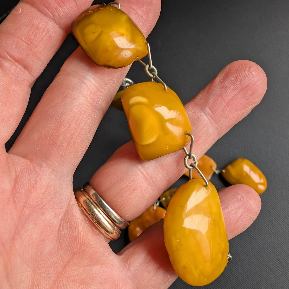 Vintage Natural Amber Necklace Baltic Amber Egg Yolk Butterscotch Huge 55g #2569