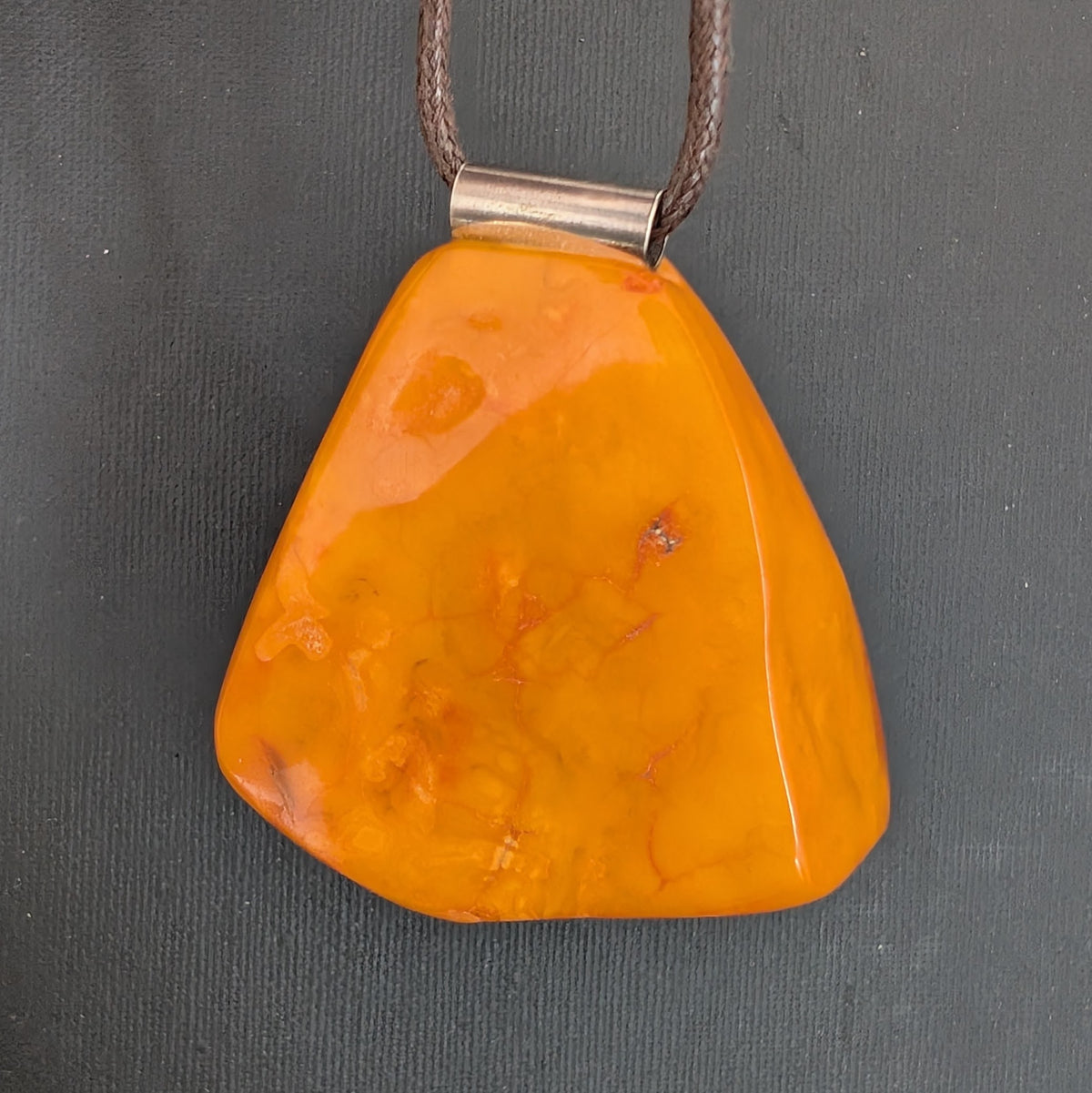 Vintage Natural Danish Amber Pendant Baltic Amber Butterscotch Egg Yolk Huge 30g #2570