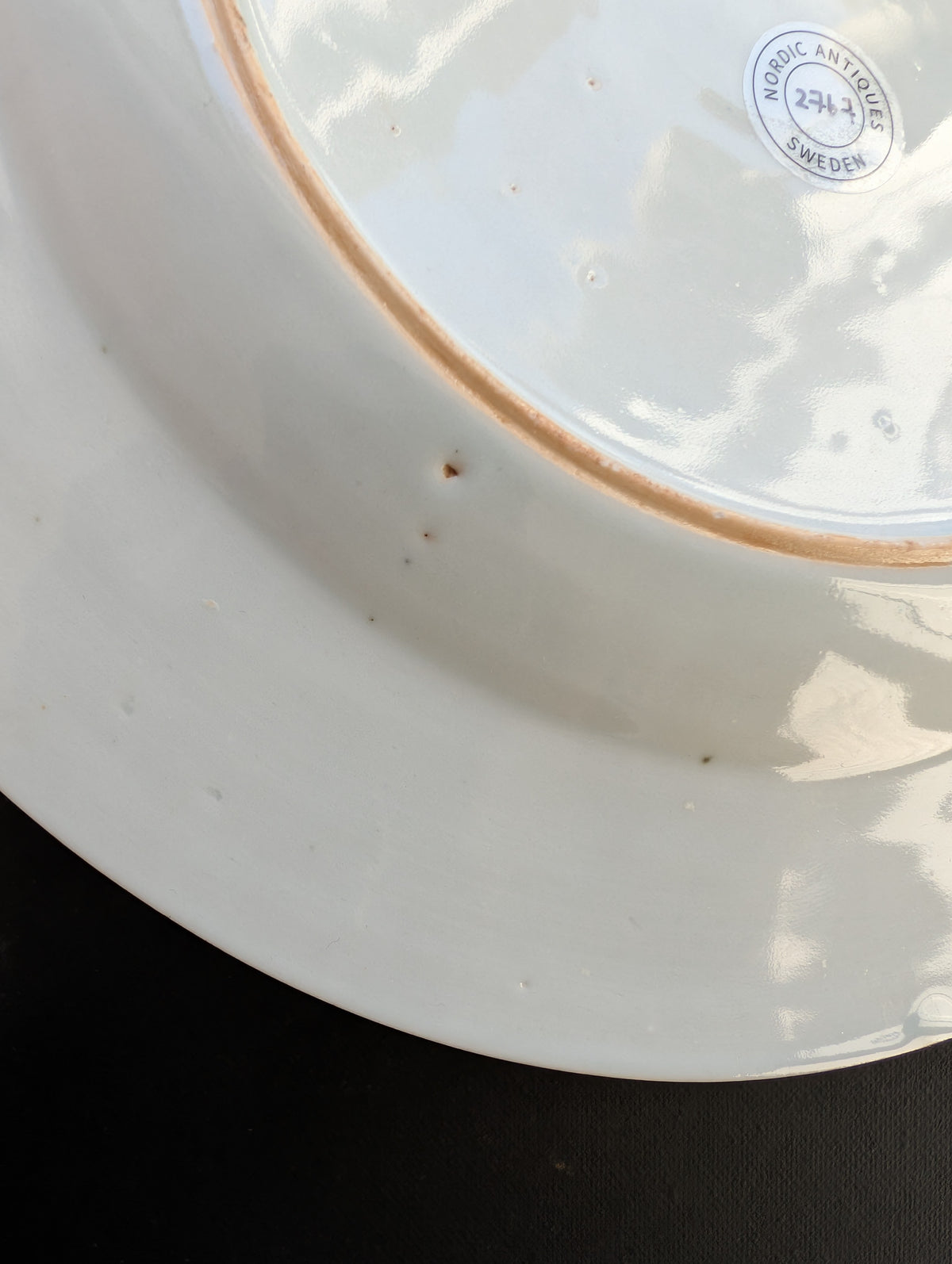 Chinese antique blue and white porcelain plate, Qianlong, 18th c #2767 松鹤延年