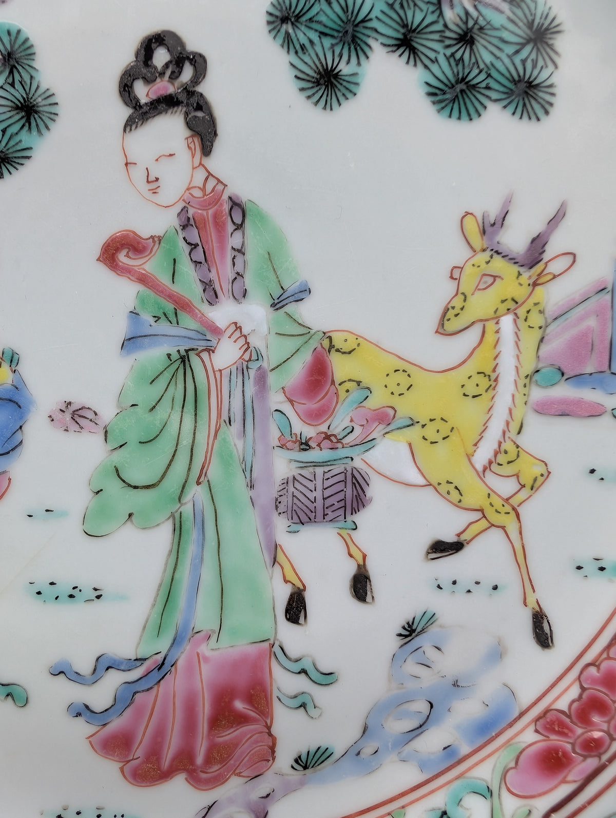 清代雍正时期粉彩麻姑献寿纹盘，18世纪 #2875