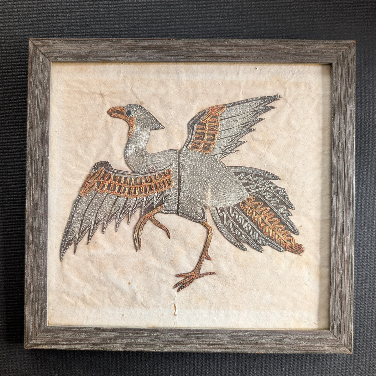 Chinese antique Civilian Rank bird with gold and silver thread embroidery 19c #2908