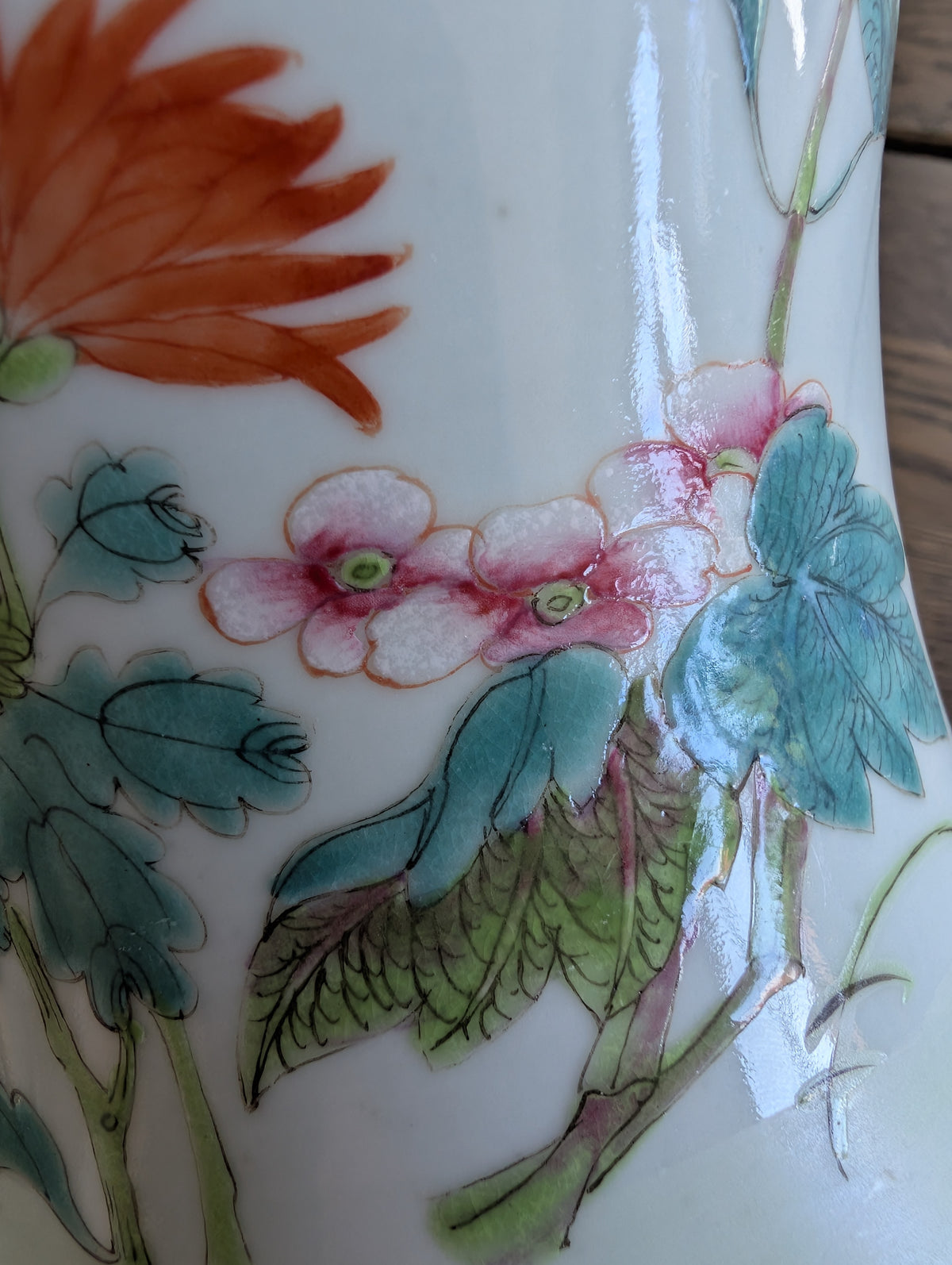 清末/民国时期绘四季花卉纹凤尾尊 #2928
