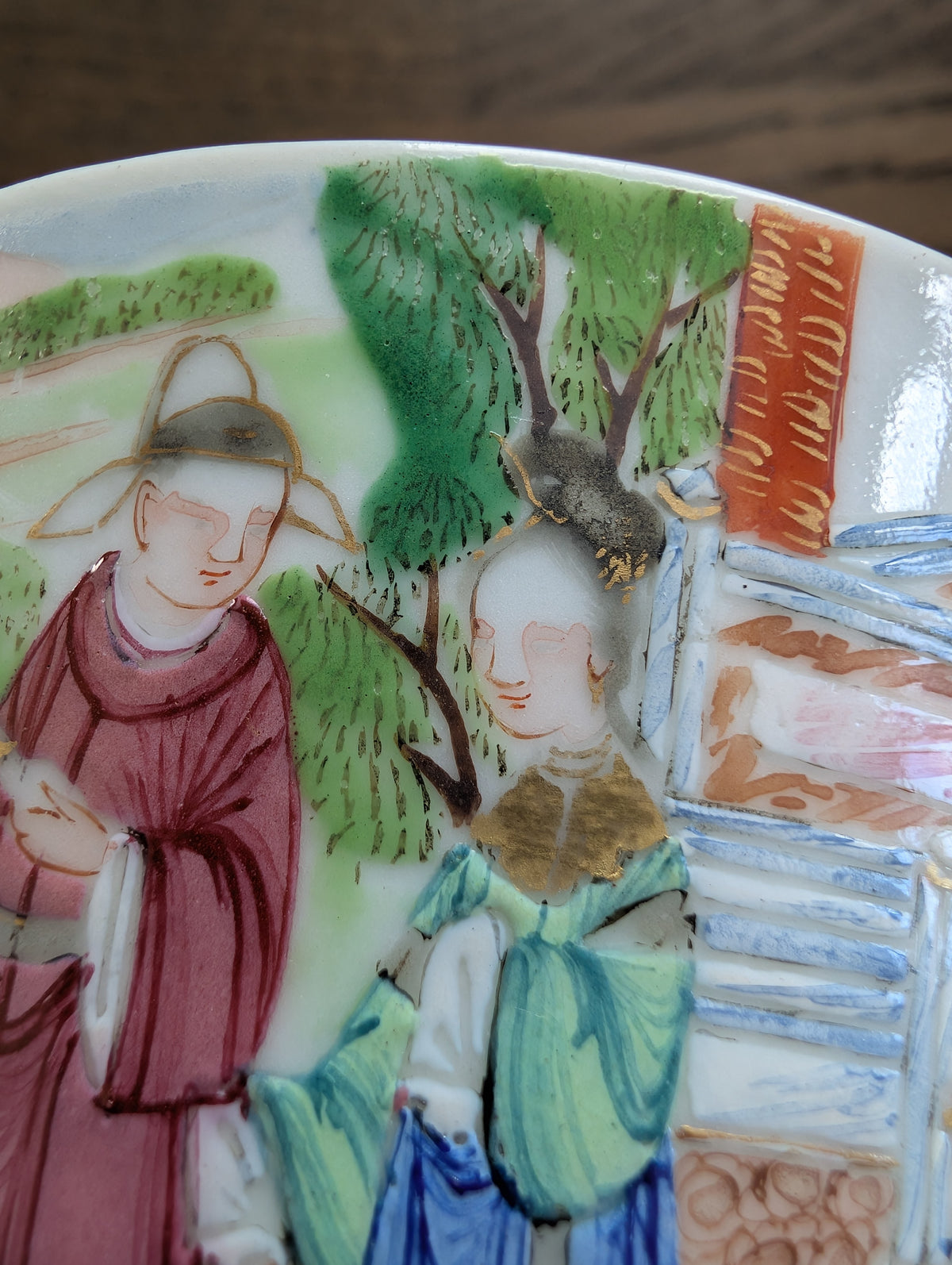 Chinese antique rose mandarin teacup and saucer, Late Qing #2970 and #2971
