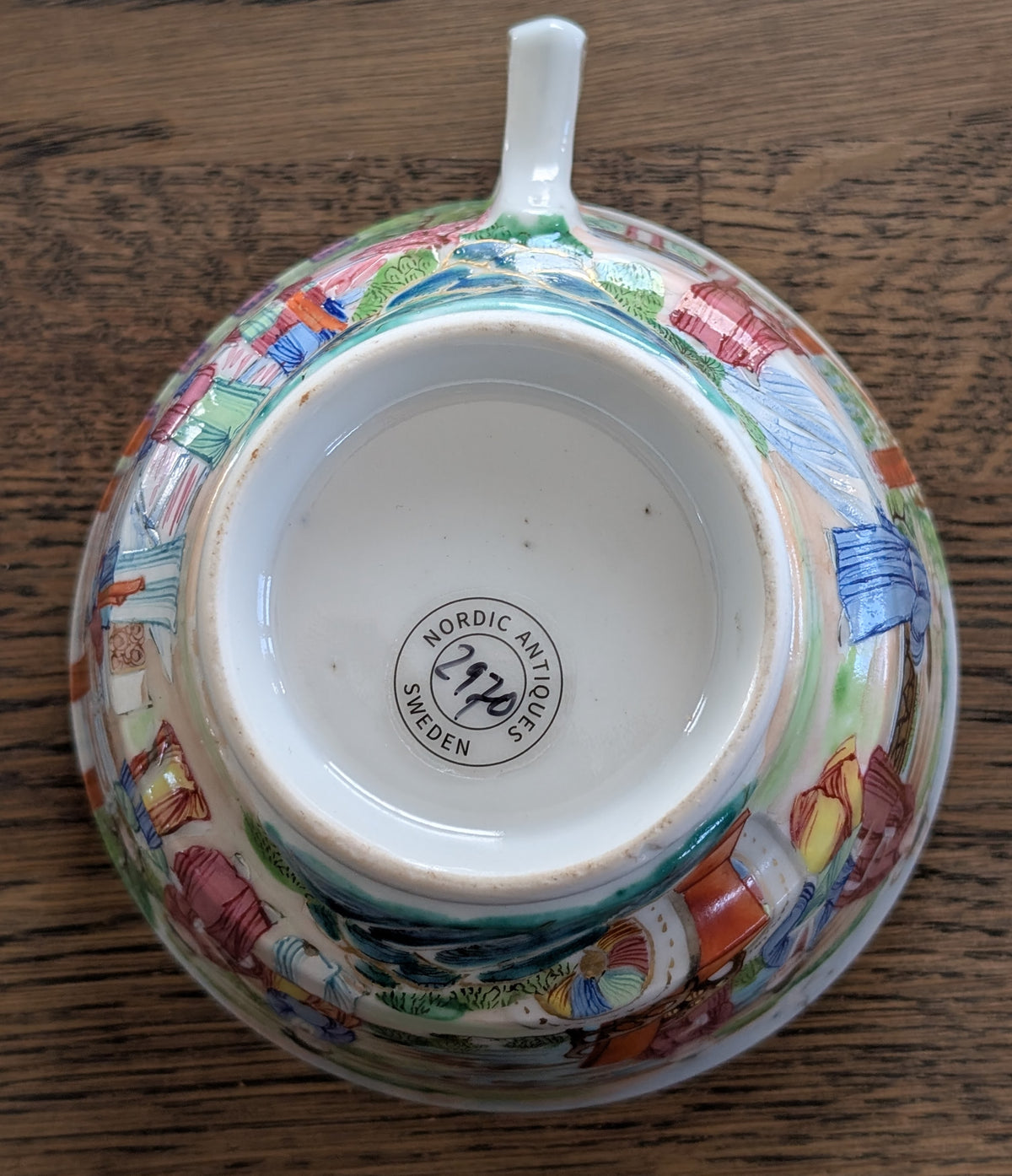 Chinese antique rose mandarin teacup and saucer, Late Qing #2970 and #2971