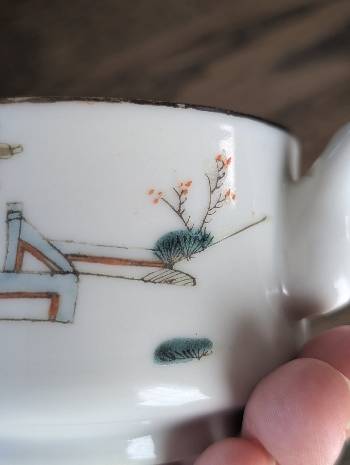 19世纪中国人物纹古董茶壶 #2983