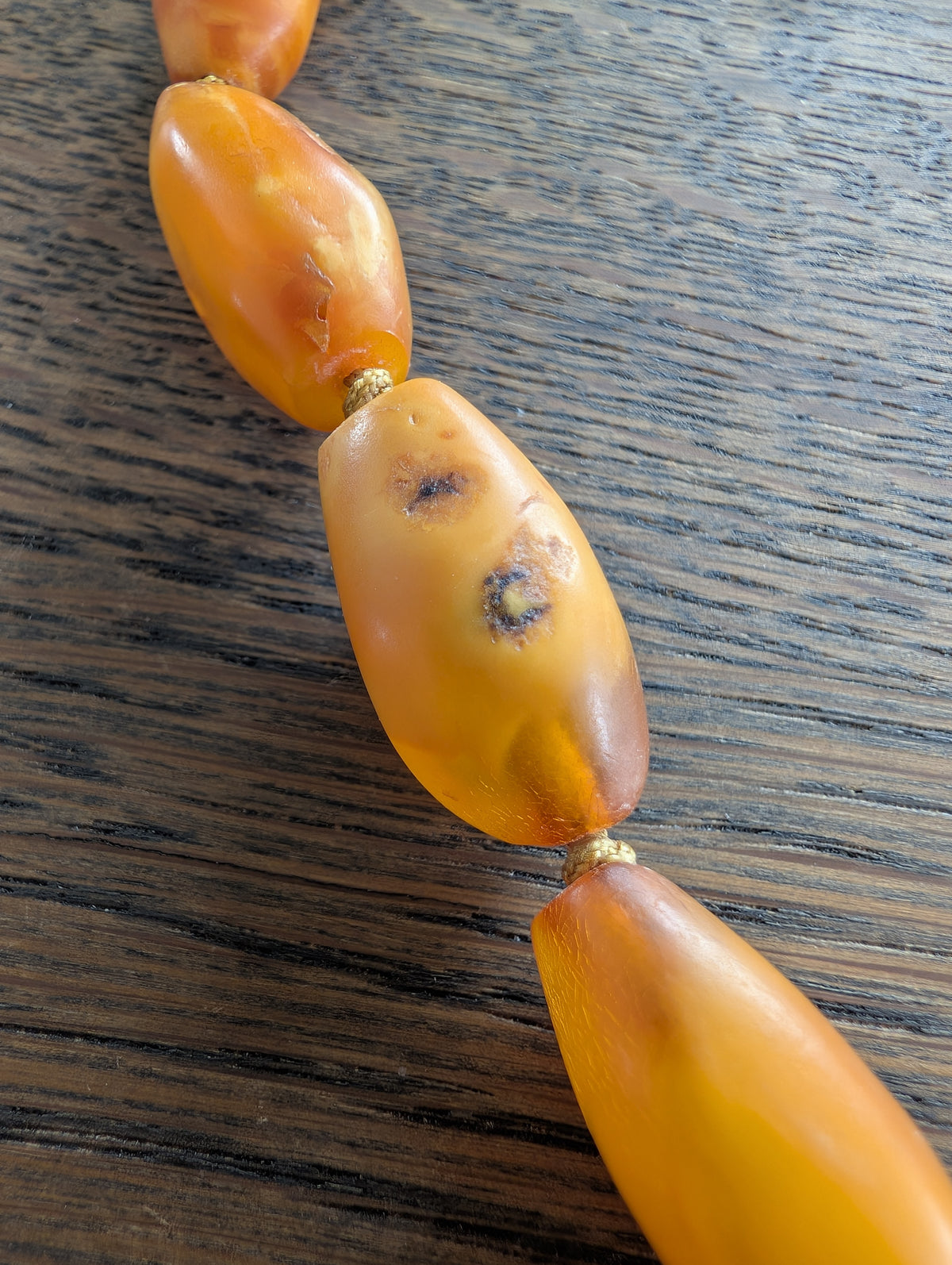Natural Amber necklace antique from Denmark Baltic amber egg yolk 29g #2526