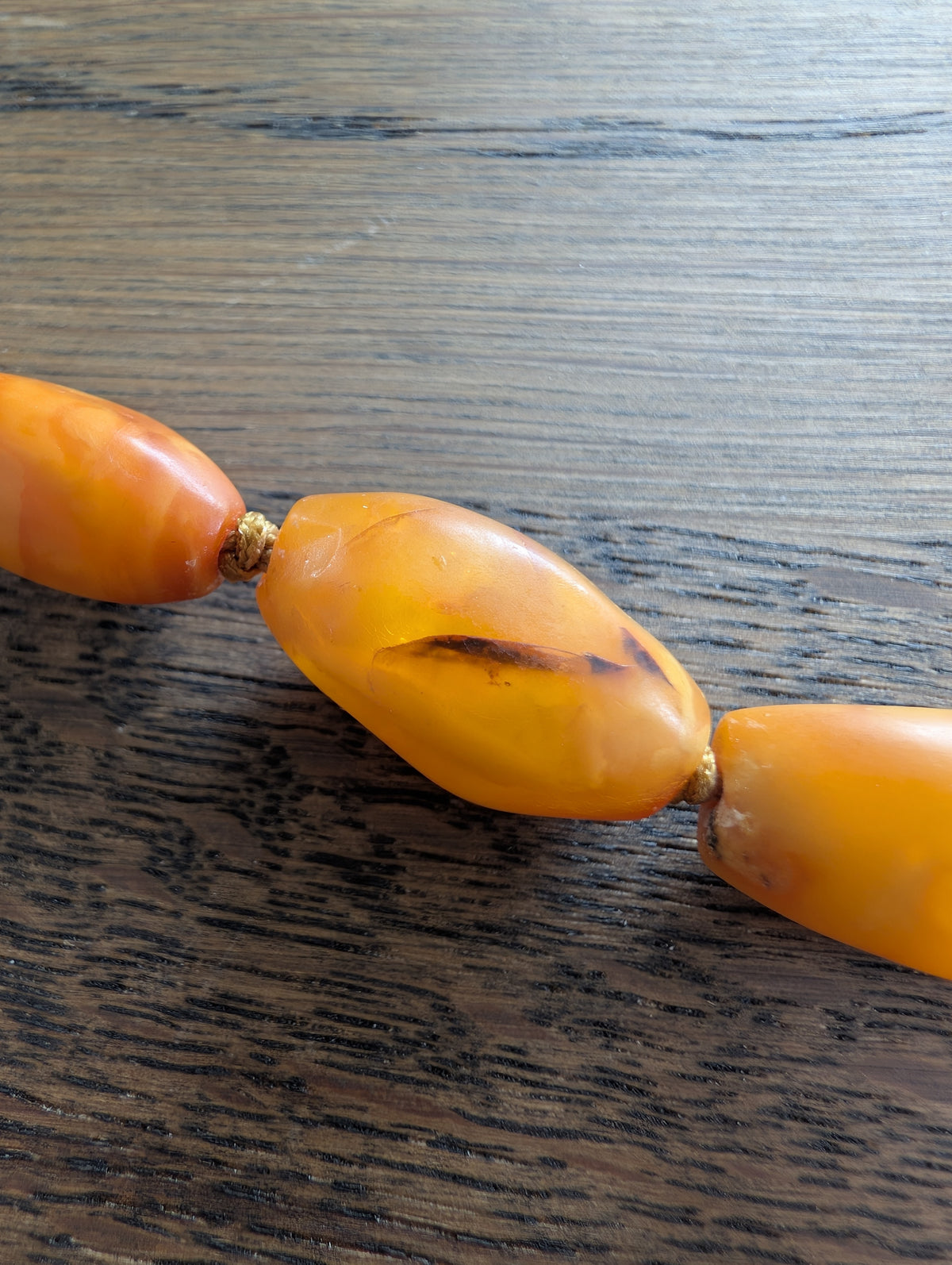 Natural Amber necklace antique from Denmark Baltic amber egg yolk 29g #2526