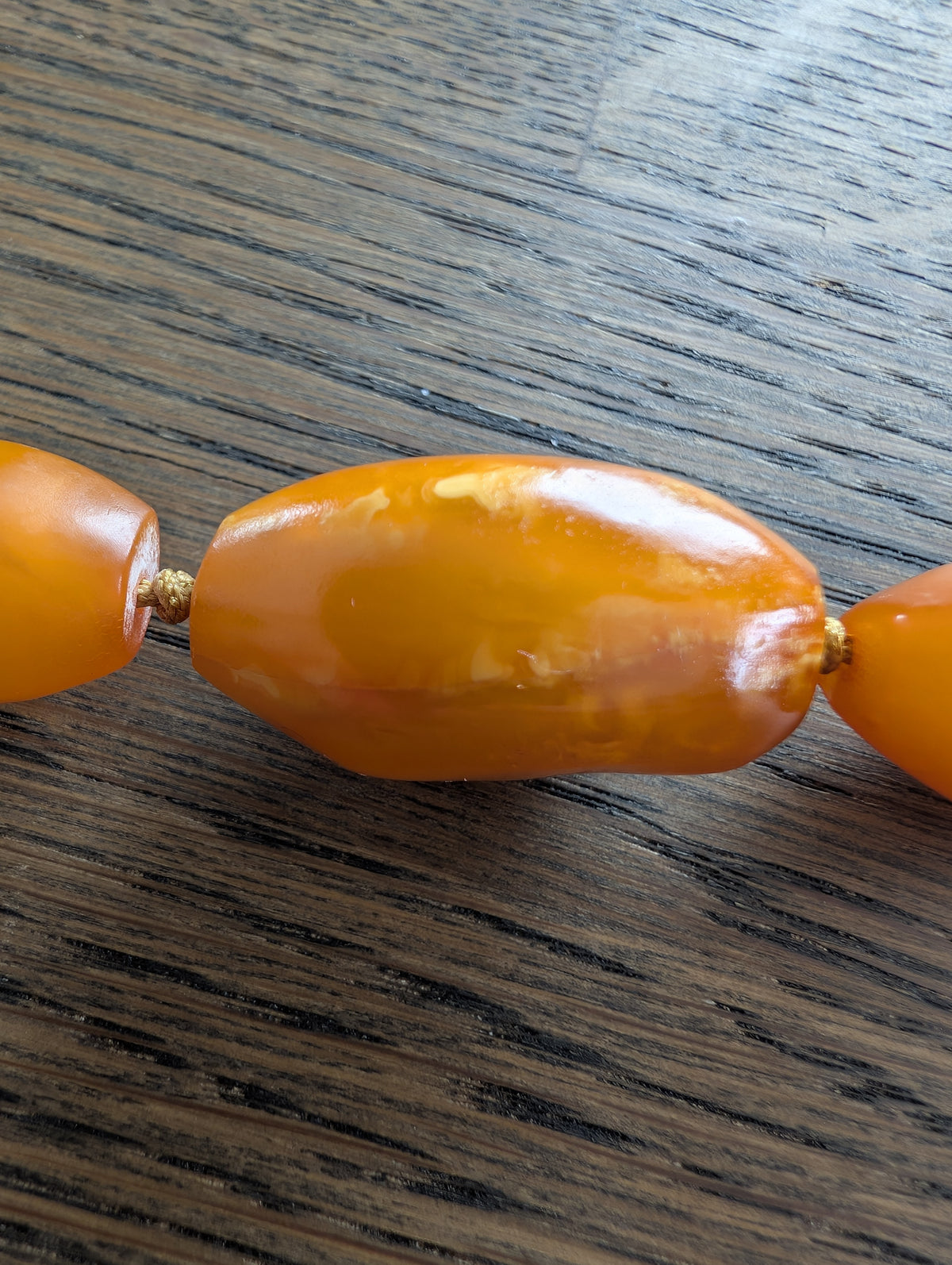Natural Amber necklace antique from Denmark Baltic amber egg yolk 29g #2526