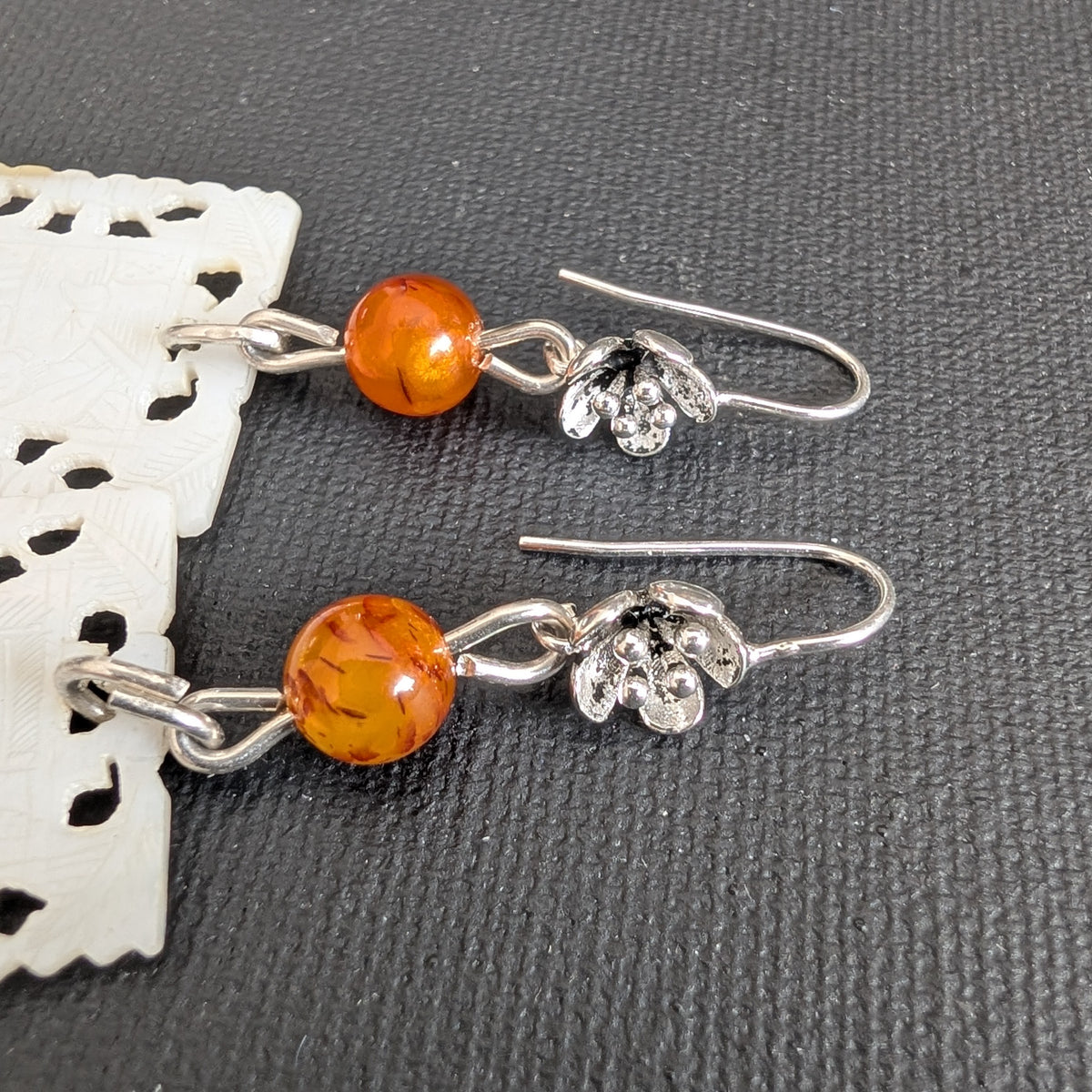 Unique design earrings with antique Chinese mother of pearl gaming counters chips tokens #2989