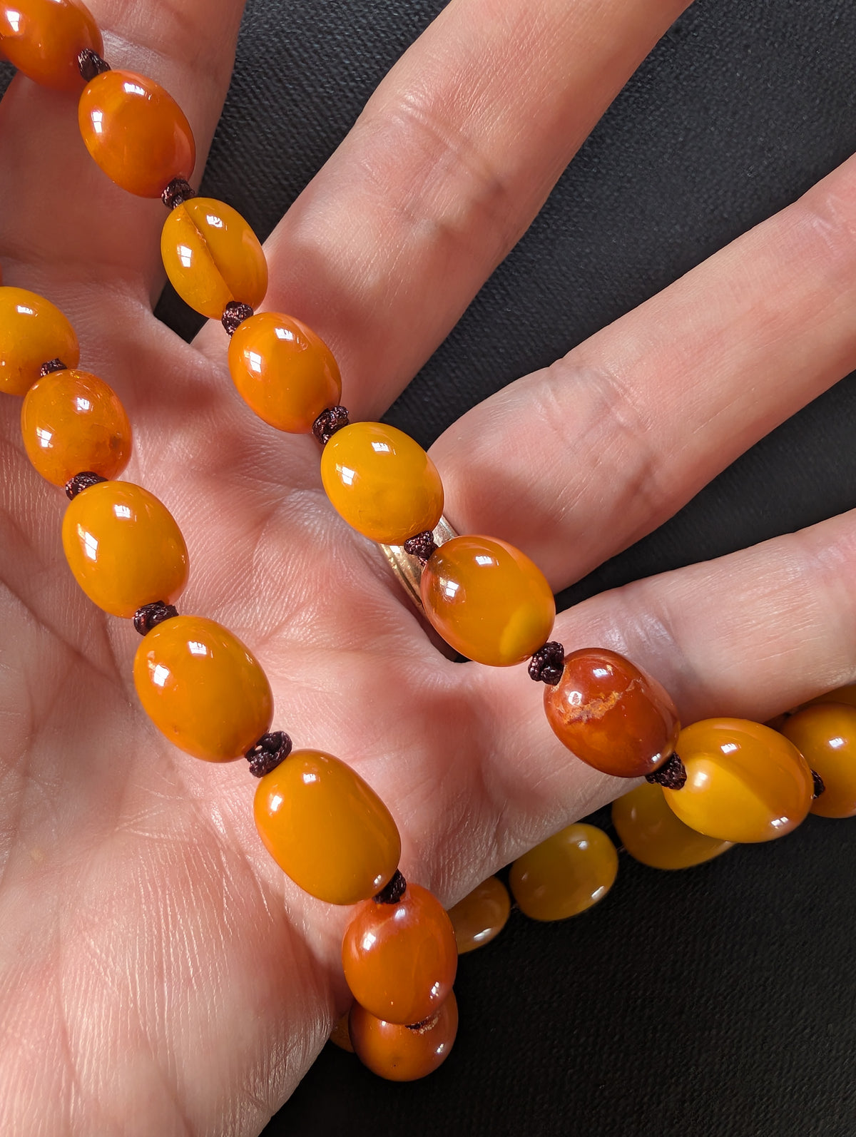 Natural Amber necklace from Denmark baltic amber egg yolk 20.42g #2992