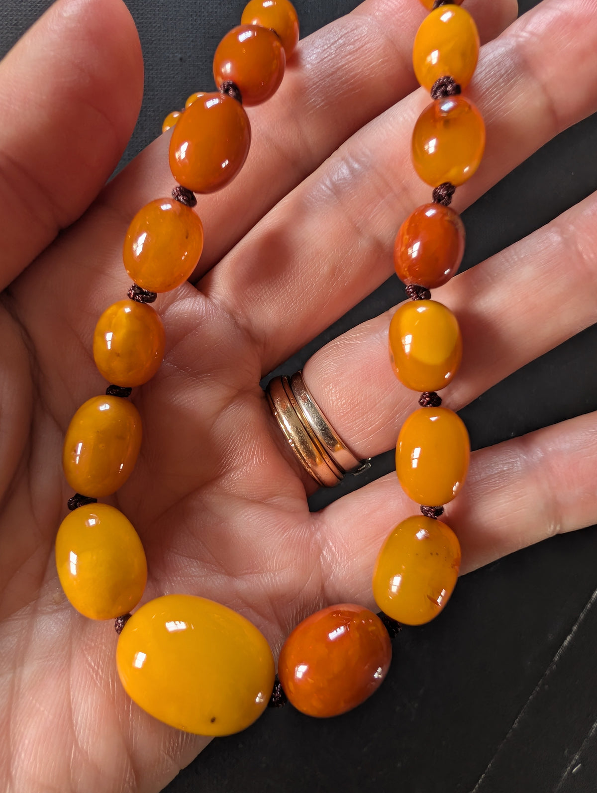 Natural Amber necklace from Denmark baltic amber egg yolk 20.42g #2992