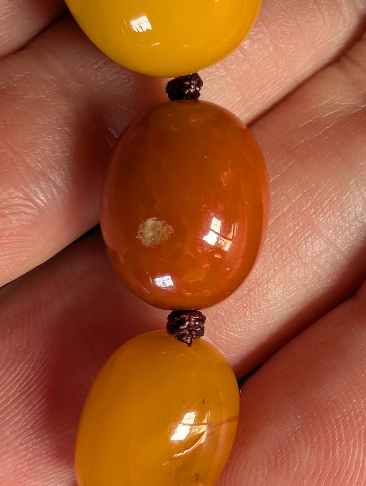 Natural Amber necklace from Denmark baltic amber egg yolk 20.42g #2992