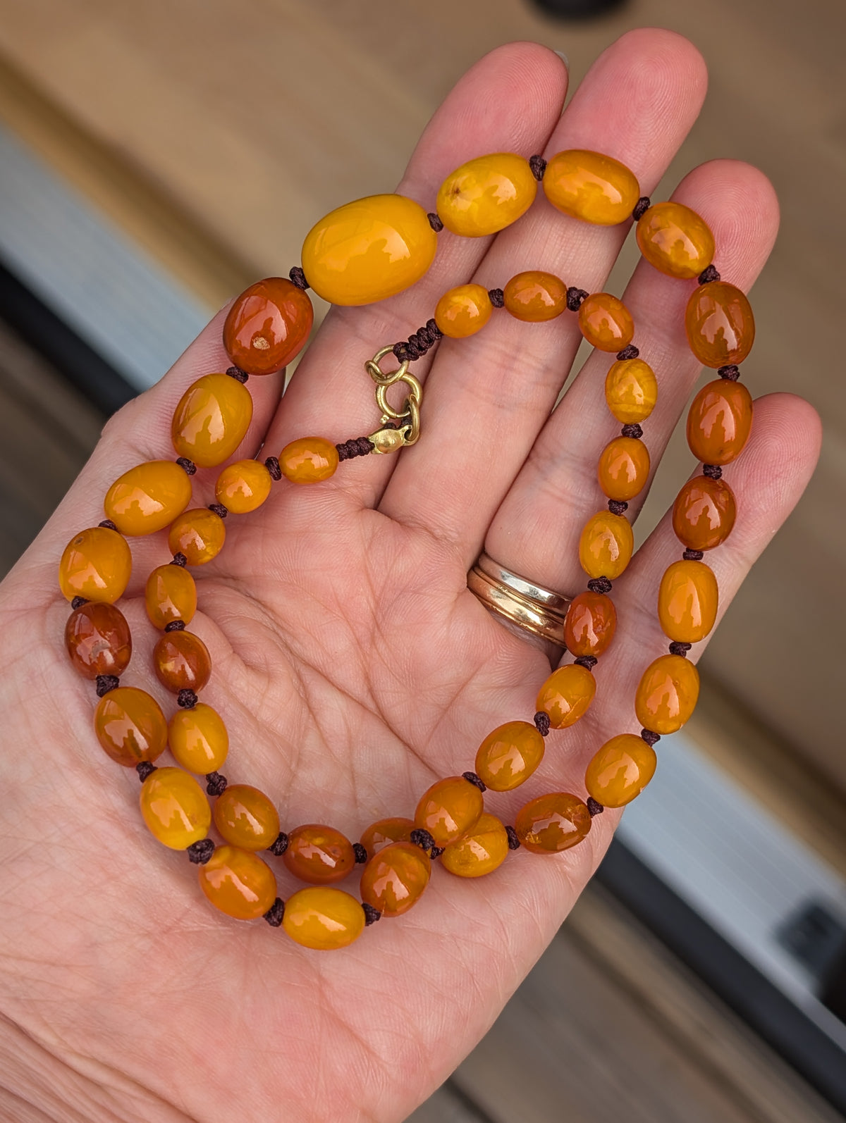 Natural Amber necklace from Denmark baltic amber egg yolk 20.42g #2992