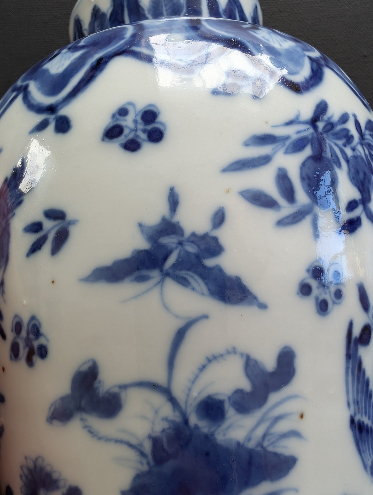 中国古董青花鸟纹瓶，晚清 #2999