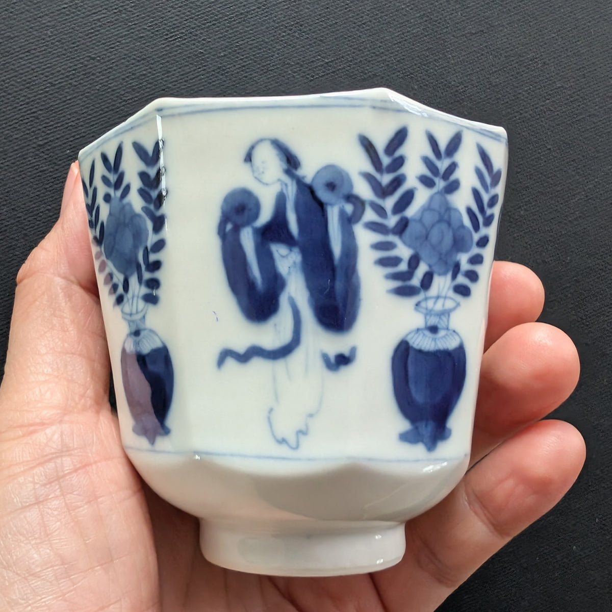清代康熙风格仿古茶杯及托盘，19世纪 #3015