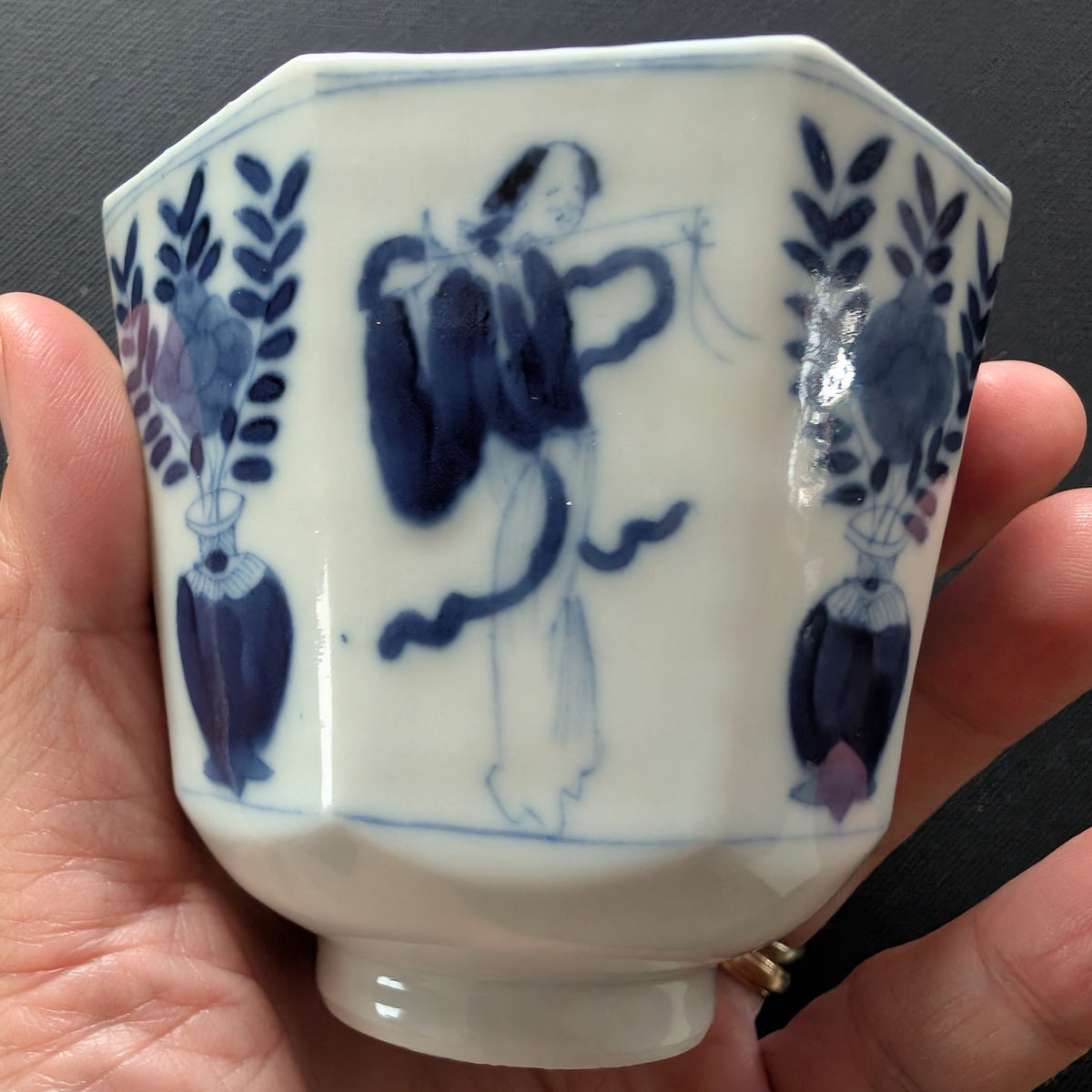 清代康熙风格仿古茶杯及托盘，19世纪 #3015