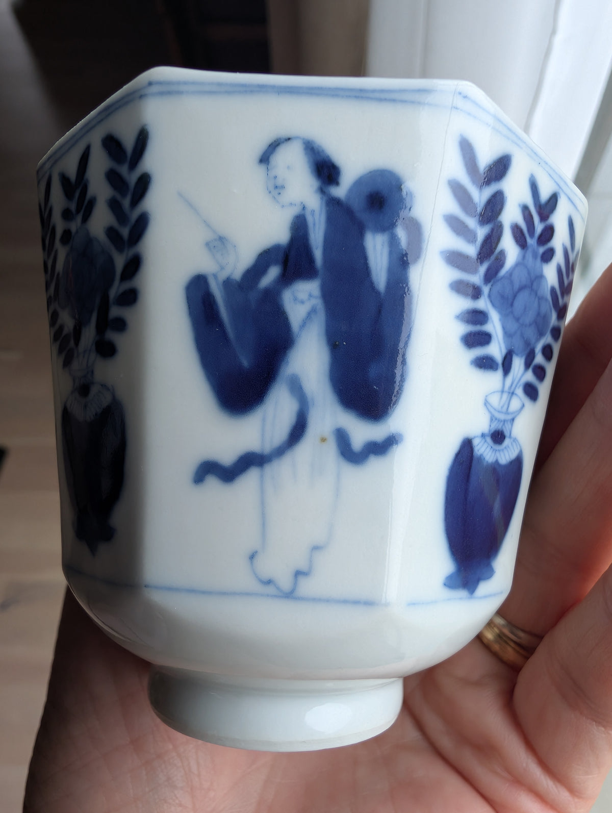 清代康熙风格仿古茶杯及托盘，19世纪 #3015