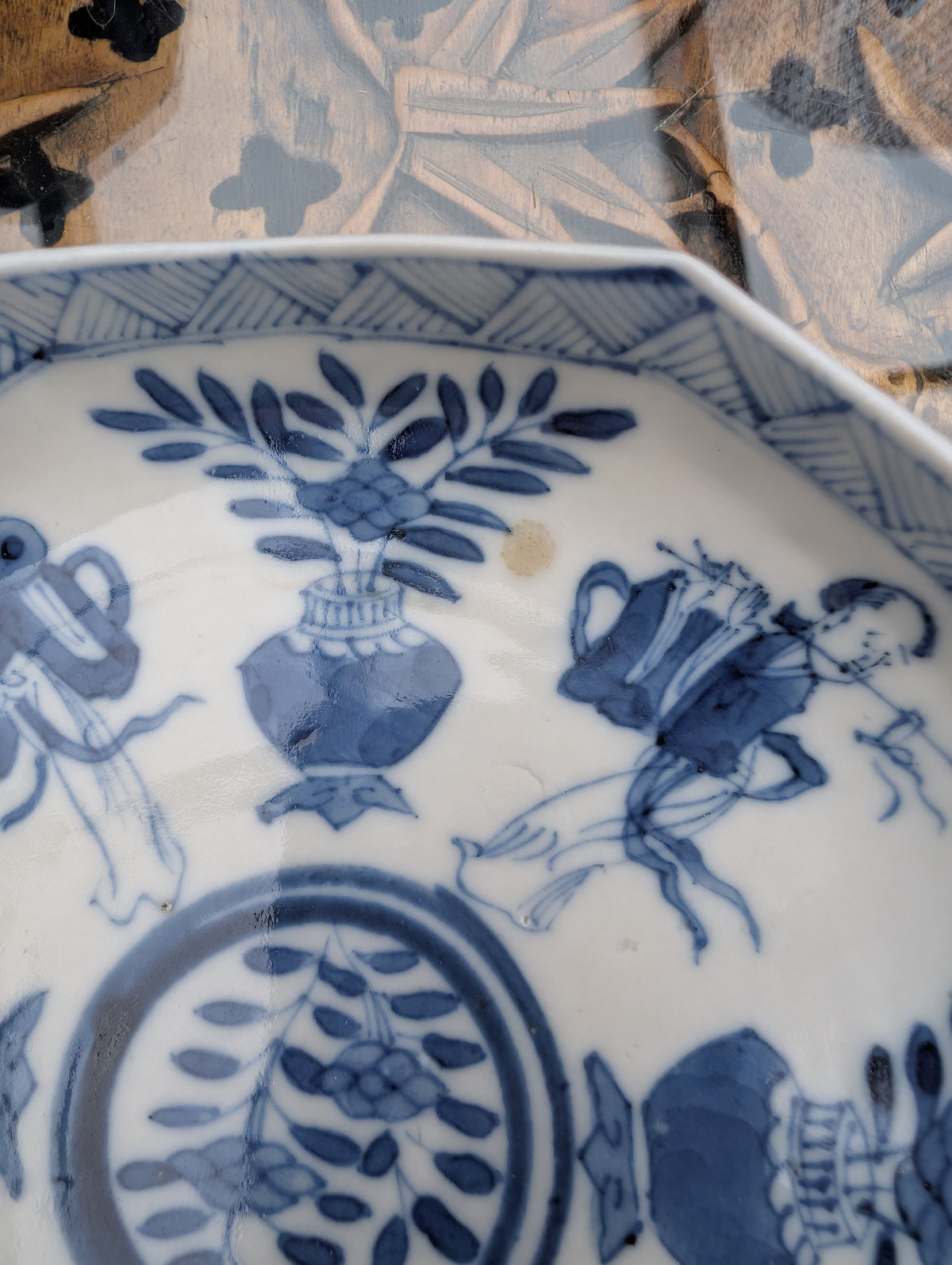 清代康熙风格仿古茶杯及托盘，19世纪 #3015