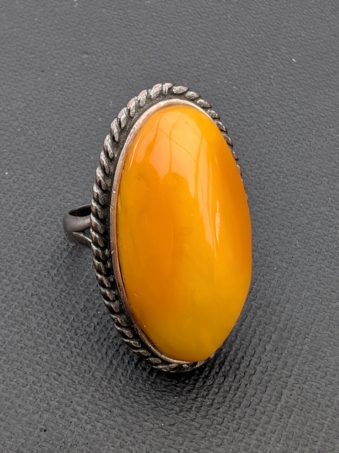 Vintage natural amber ring Danish design sterling silver #3051