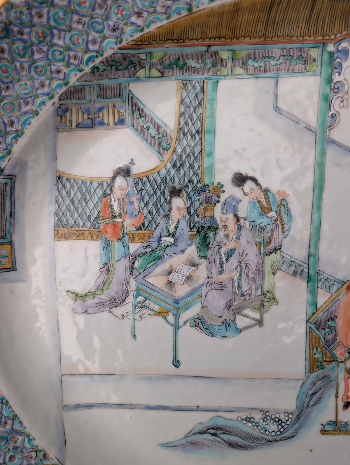 十九世纪五彩人物纹大盘 #3068