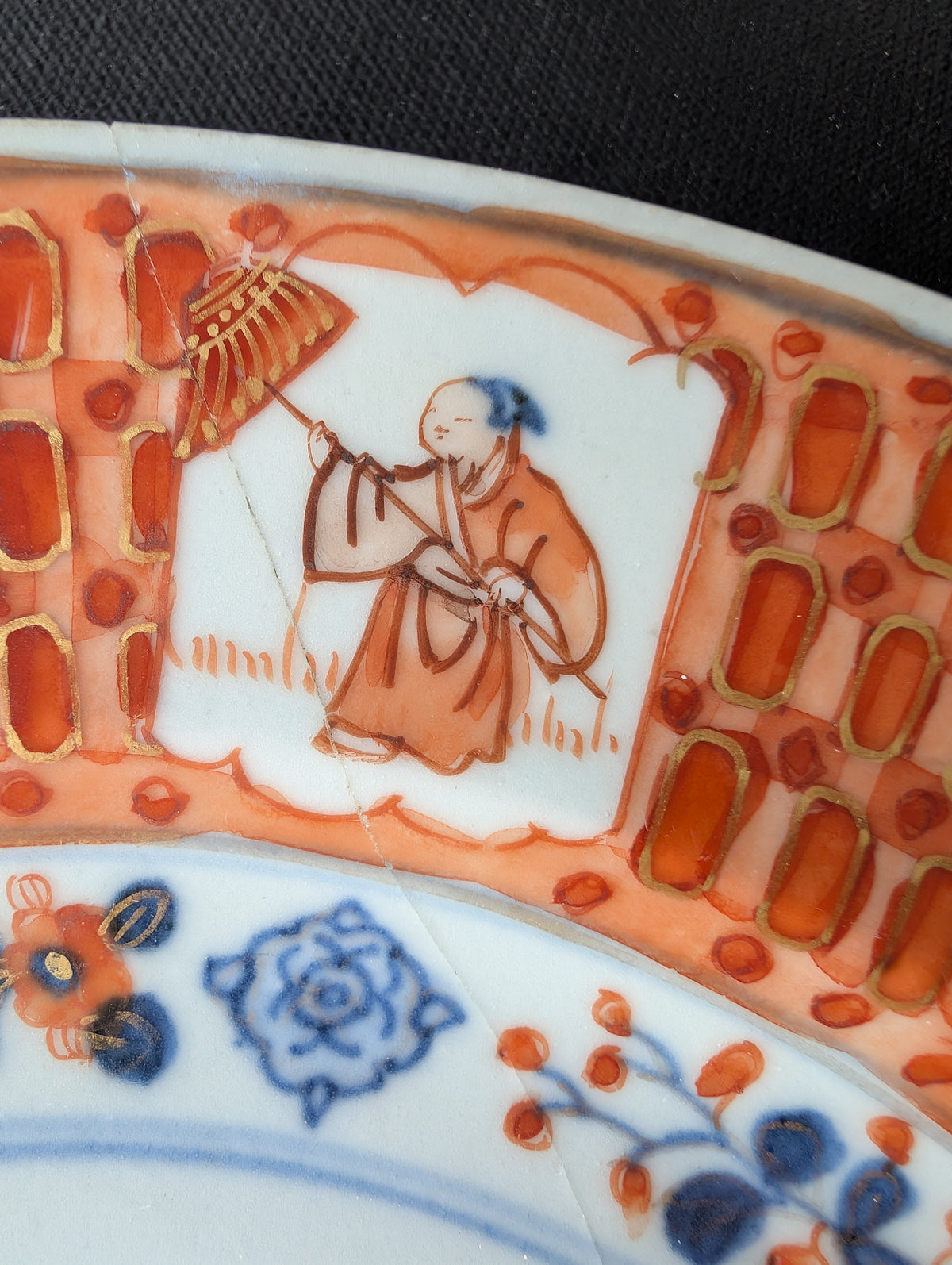 Chinese antique export plate La Dame au Parasol, ca 1738 #3072