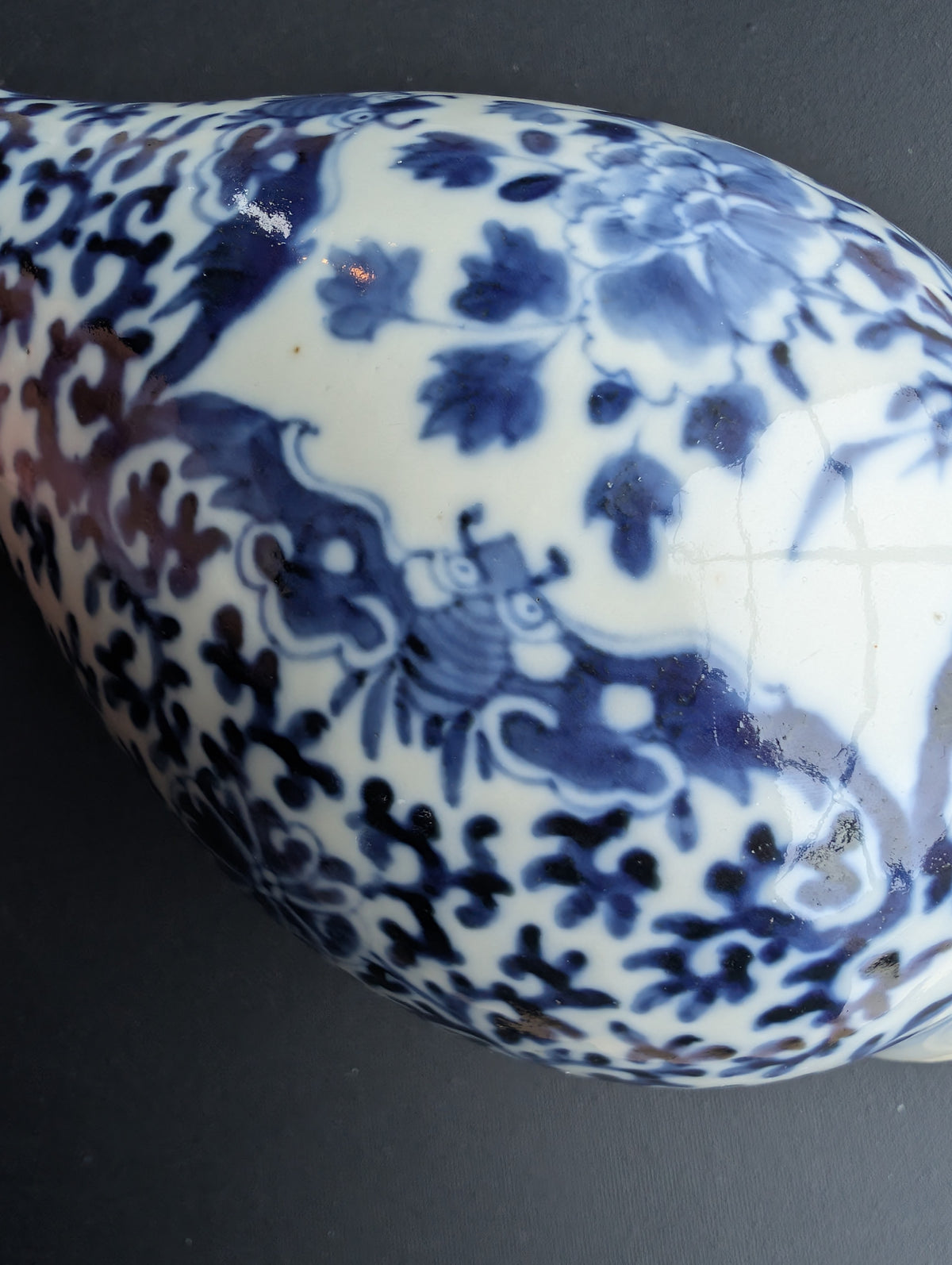 Chinese antique pair of underglazed blue and white bottle vases, Late Qing #3077, 3078