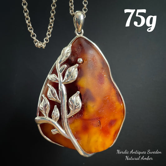 Unique Design Natural Amber Pendant Danish Amber Hand Polished 75g
