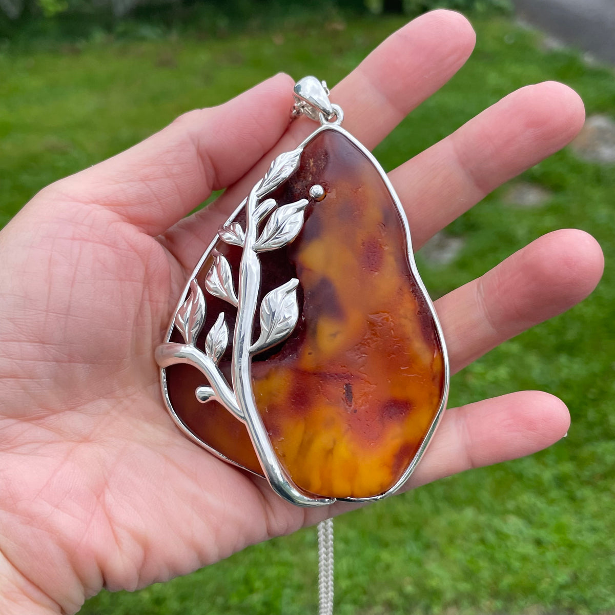 Unique Design Natural Amber Pendant Danish Amber Hand Polished 75g