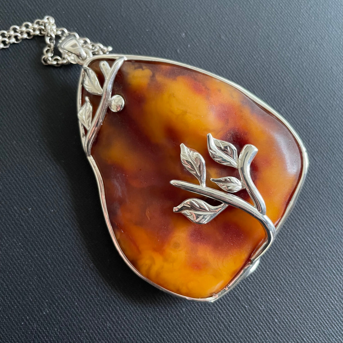 Unique Design Natural Amber Pendant Danish Amber Hand Polished 75g