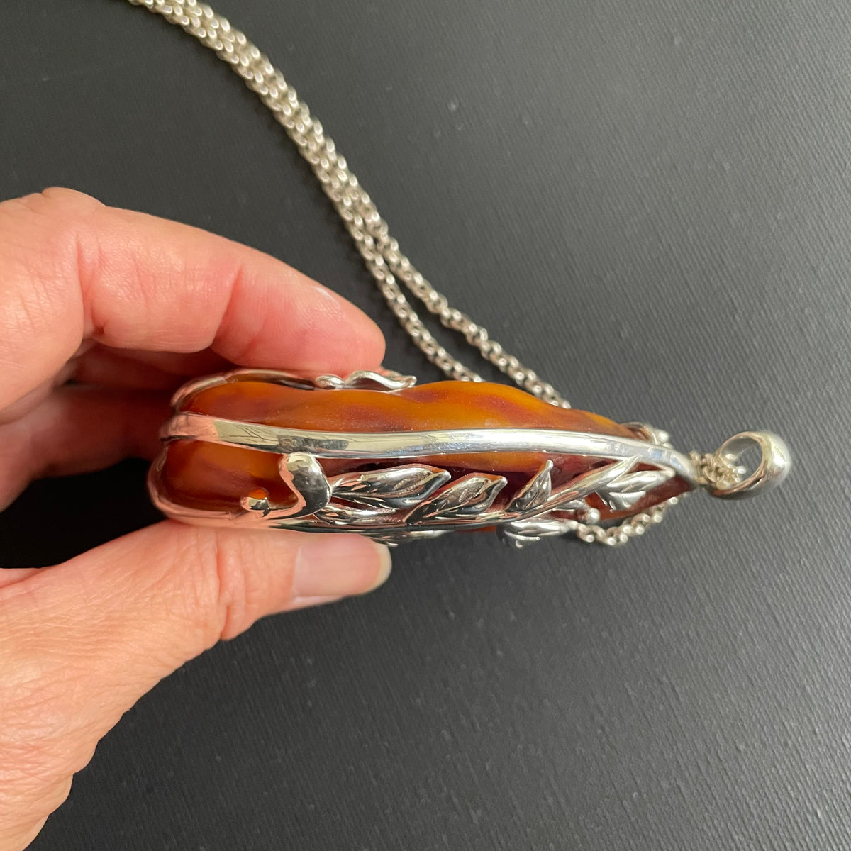 Unique Design Natural Amber Pendant Danish Amber Hand Polished 75g