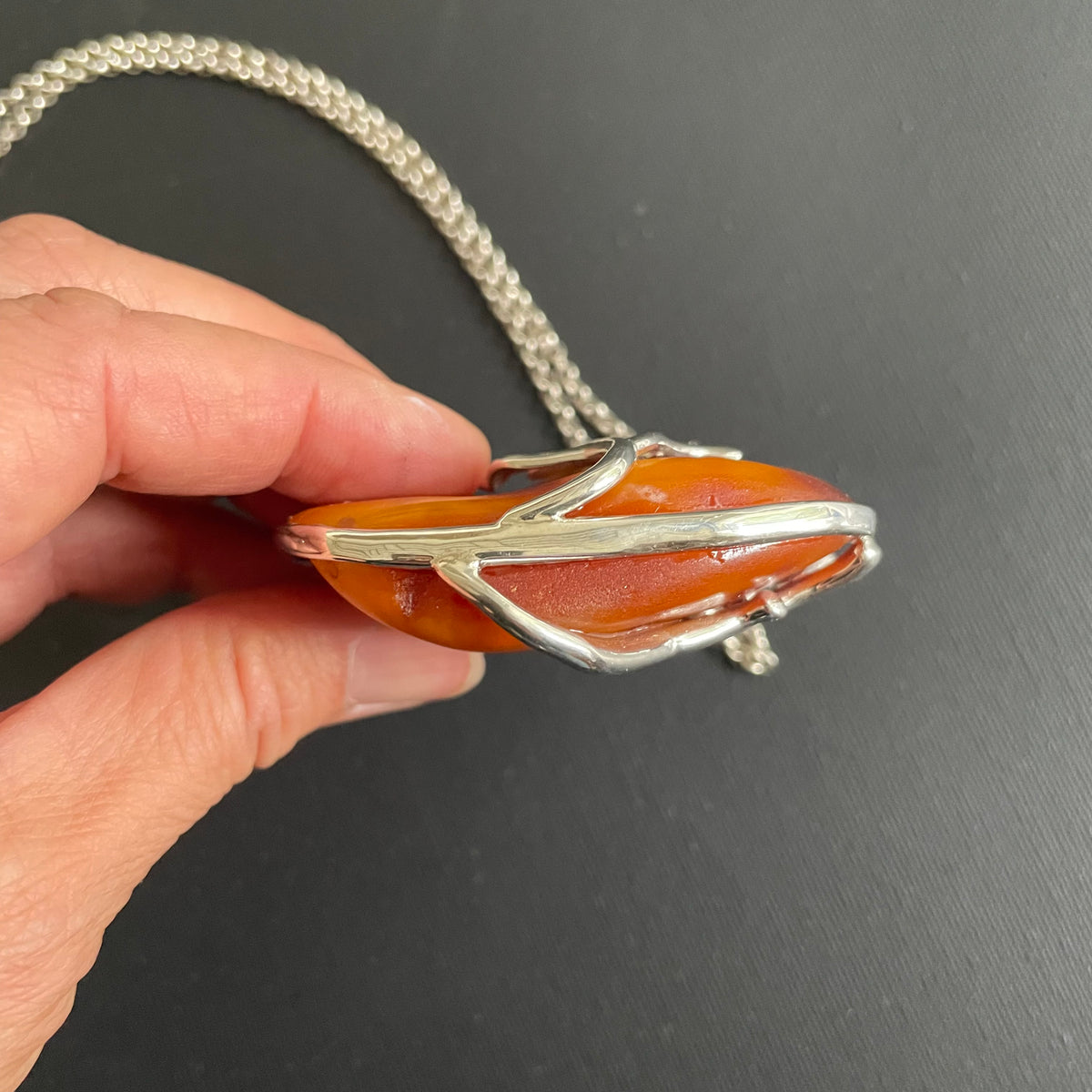 Unique Design Natural Amber Pendant Danish Amber Hand Polished 75g