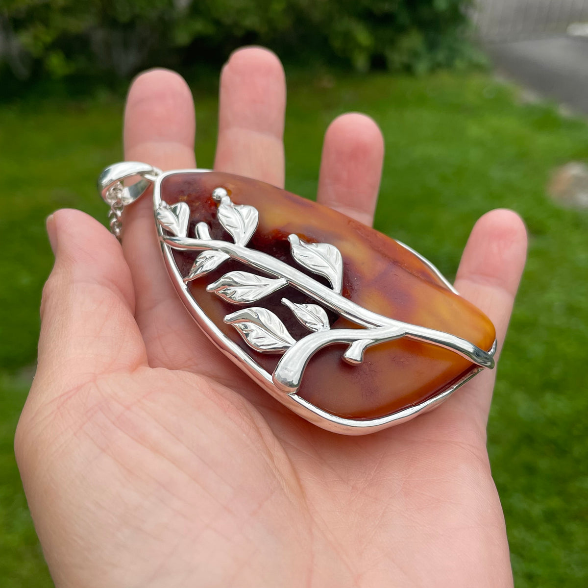 Unique Design Natural Amber Pendant Danish Amber Hand Polished 75g