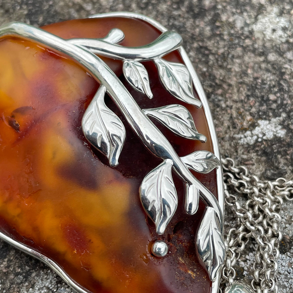 Unique Design Natural Amber Pendant Danish Amber Hand Polished 75g