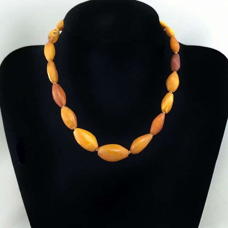 Natural Amber necklace antique from Denmark Baltic amber egg yolk 29g #2526
