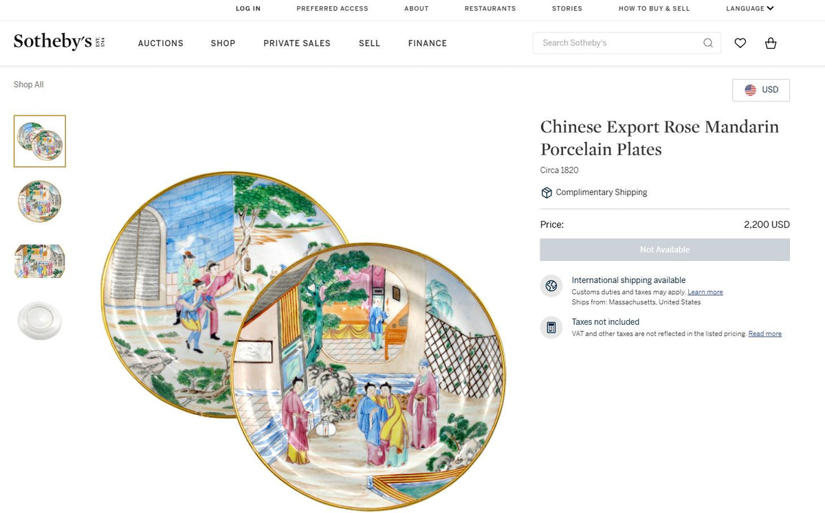 Chinese antique rose mandarin plate, 张骞乘槎赴天河, Jiaqing period #3038
